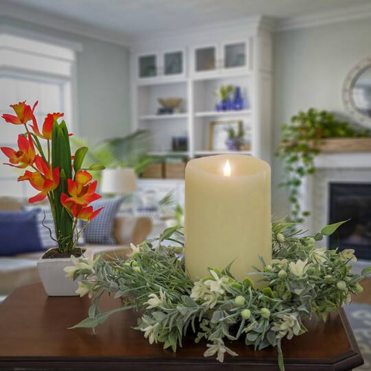 14" Spring Mixed Blossoms Table Wreath